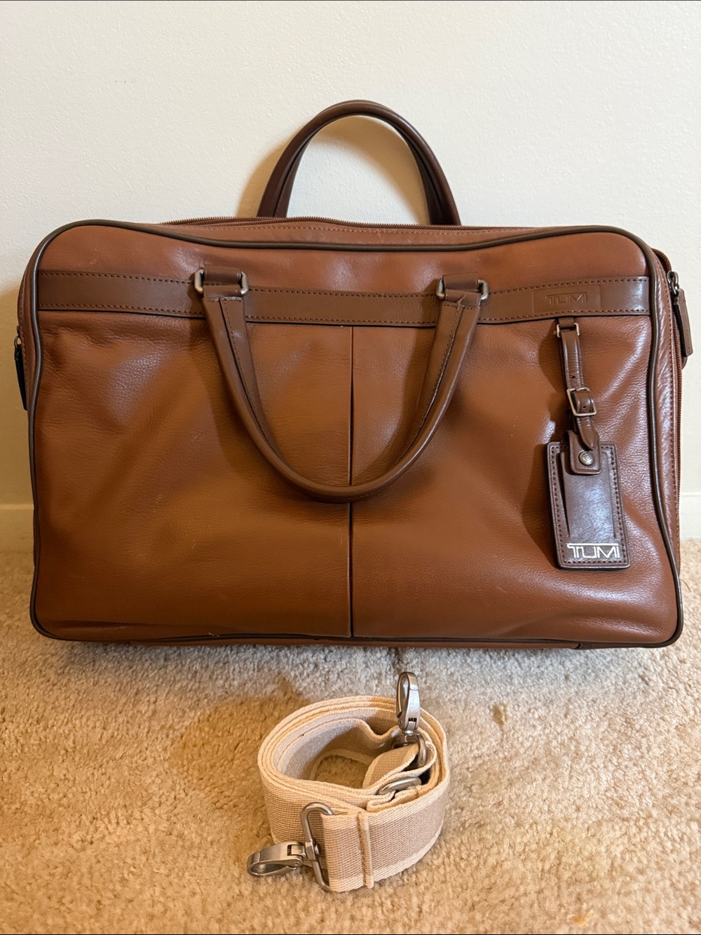 Tumi Easton Slim Leather Laptop Bag with Detachable Strap